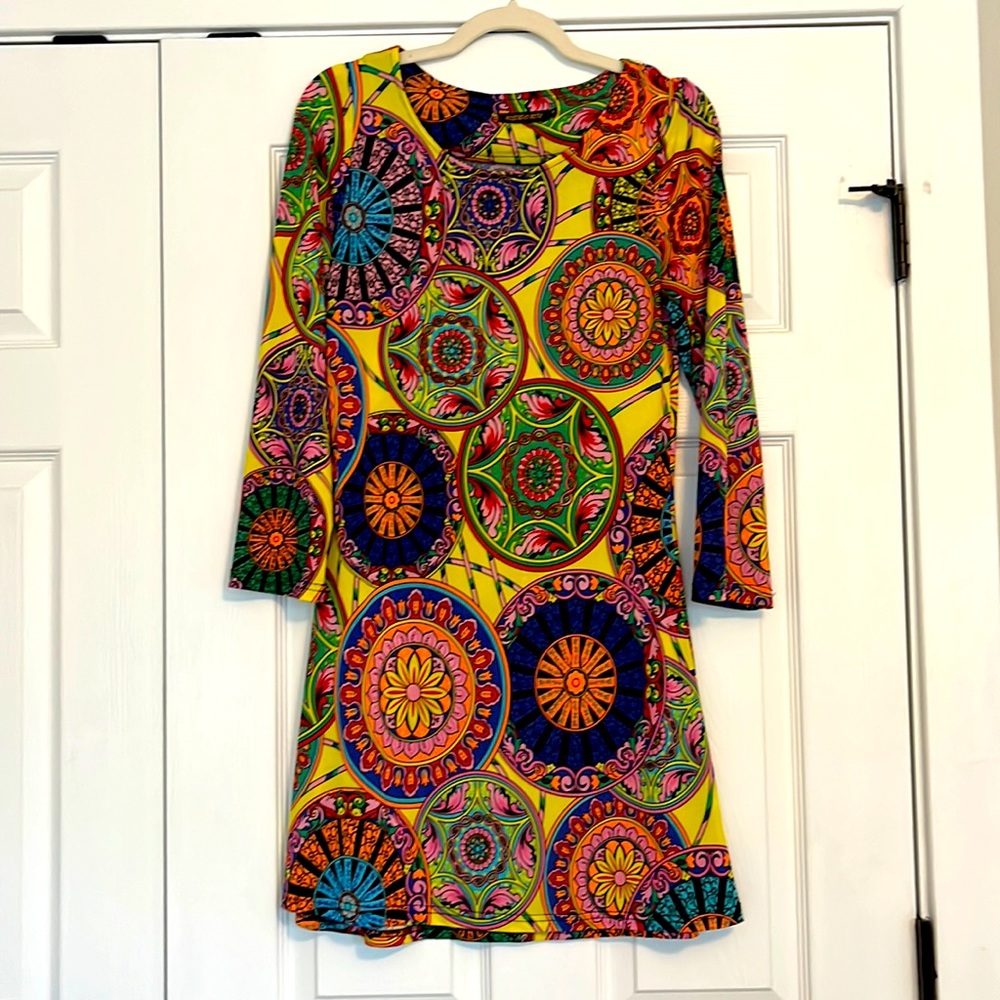Reborn multicolored print dress/coverup